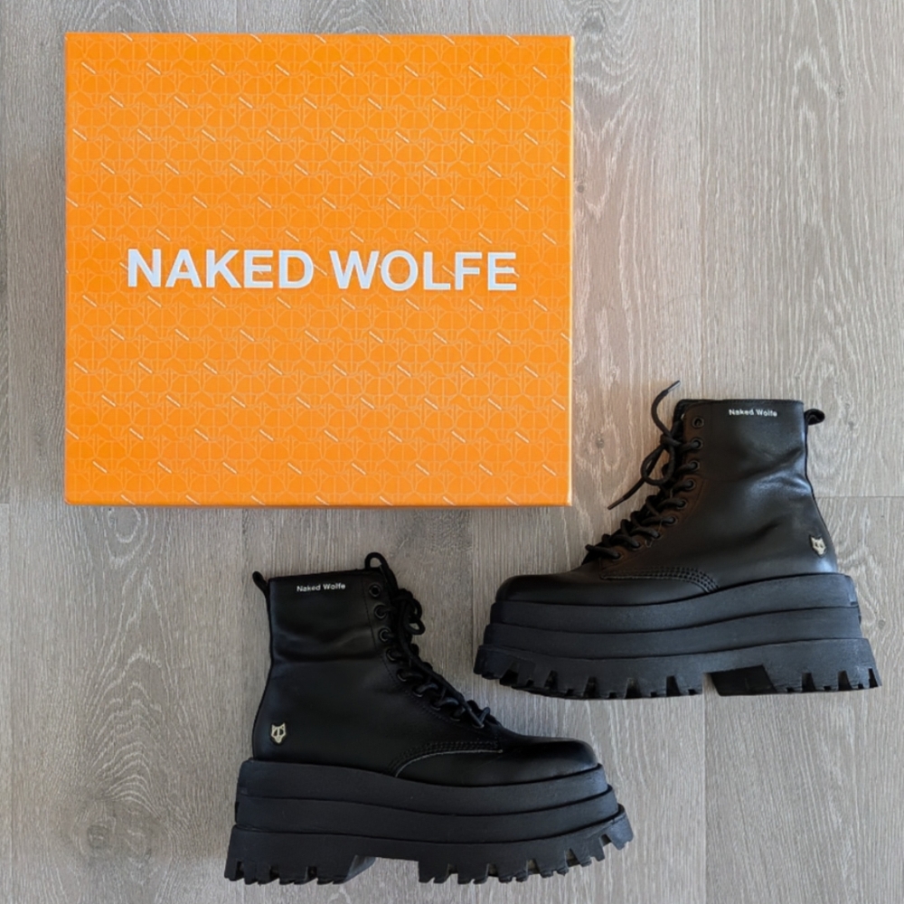 Naked Wolfe Sloane Black Leather - Size 10